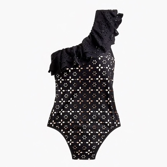 J Crew Ruffle One-shoulder One-piece Swimsuit